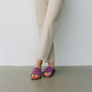 NWOT Nine West Geena Flat Slide Sandals, Dark Pink Fuchsia, Size 11M‎